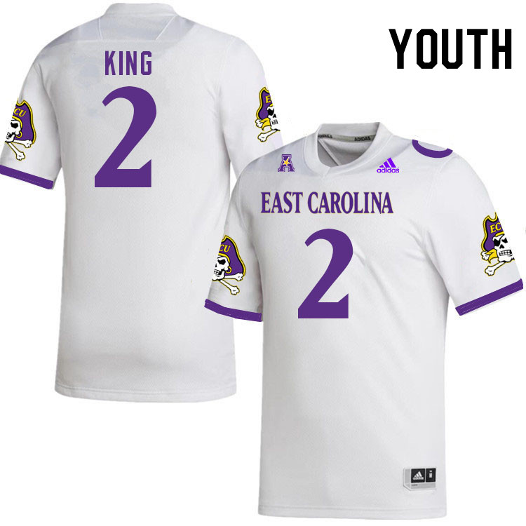 Youth #2 Devon King ECU Pirates College Football Jerseys Stitched-White